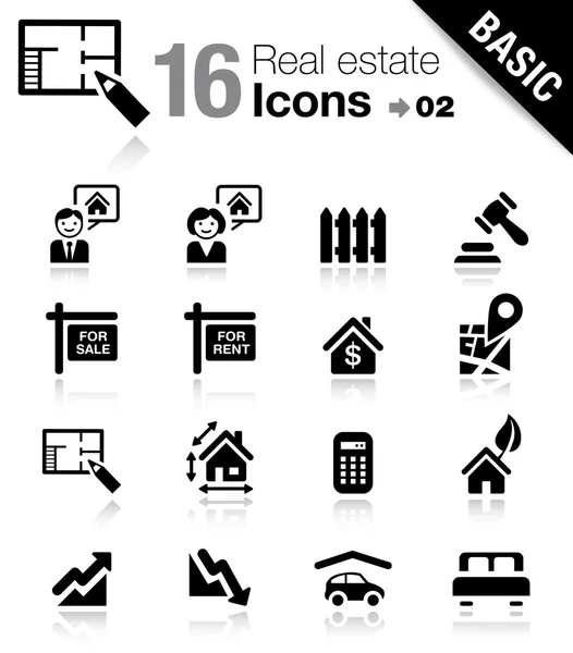 Basic - Iconos inmobiliarios — Vector de stock