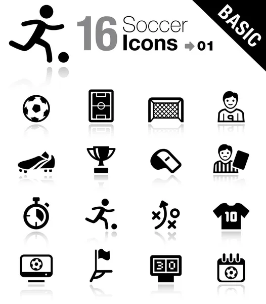Basic - Iconos de fútbol — Vector de stock