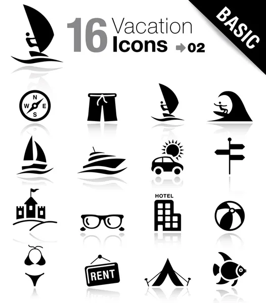 Basic - Iconos de vacaciones — Vector de stock