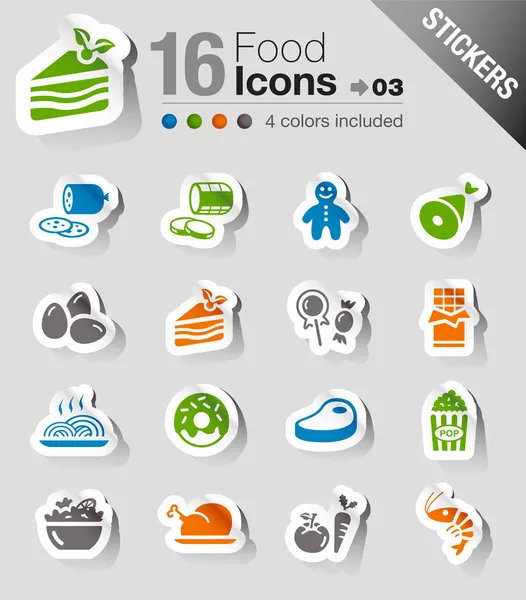 Pegatinas - Iconos de alimentos — Vector de stock