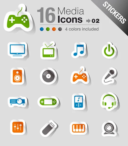 Stickers - media iconen — Stockvector