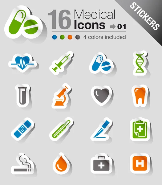 Stickers - Medical icons — Stock Vector