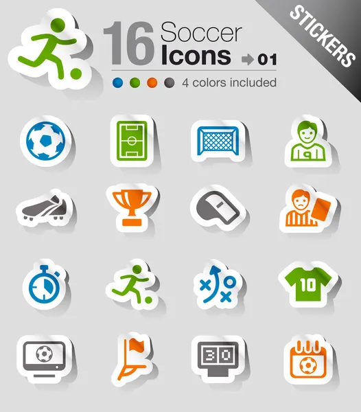 Pegatinas - Iconos de fútbol — Vector de stock