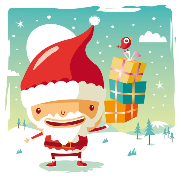 Natale - Babbo Natale e i suoi regali — Vettoriale Stock