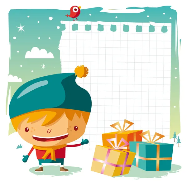 Christmas - little boy and his wishlist — Stock Vector