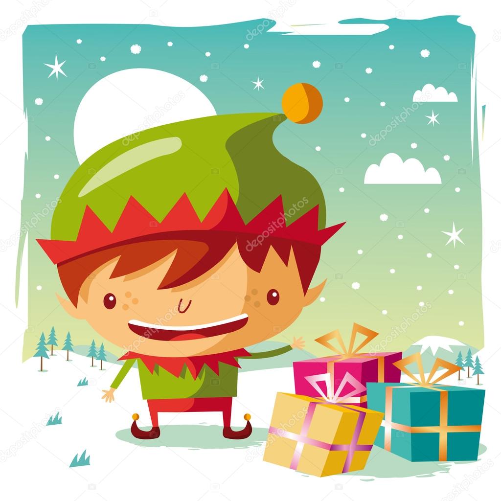 Christmas - Elf and his gifts
