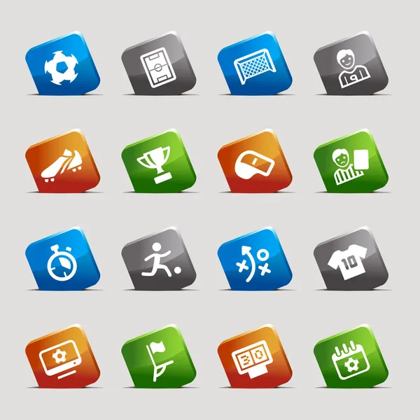 Cuadrados de corte - Iconos web de fútbol — Archivo Imágenes Vectoriales