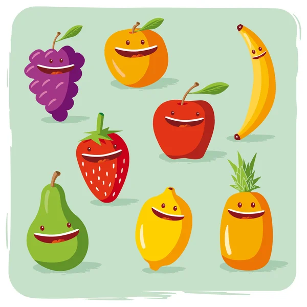 Lustige Früchte — Stockvektor