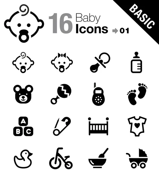 Basic - Iconos de bebé — Vector de stock