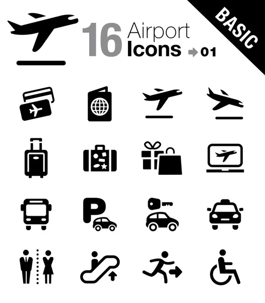 Basic - luchthaven en reizen pictogrammen — Stockvector