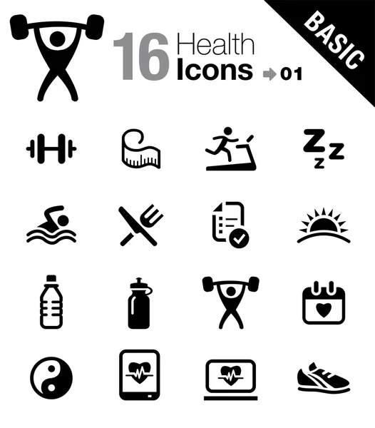 Basic - Iconos de salud y fitness — Vector de stock