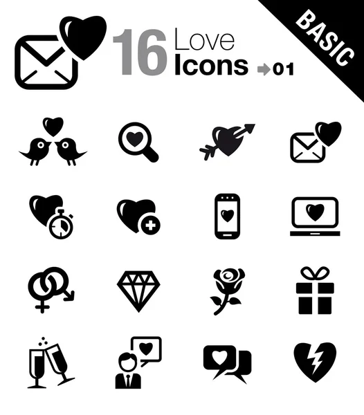 Basic - Love and Dating icons — Stok Vektör