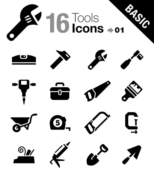 Basic - Herramientas e iconos de la construcción — Vector de stock