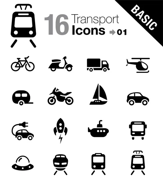 Basic - Iconos de transporte — Vector de stock