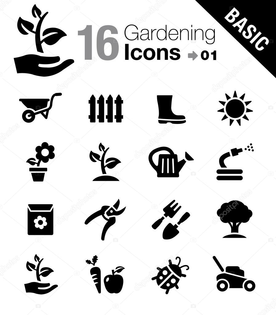 Basic Gardening icons — Stock Vector © franciscabrel 25693219
