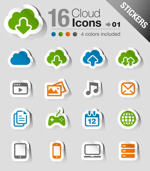 Stickers - Cloud computing Icons — Stock Vector