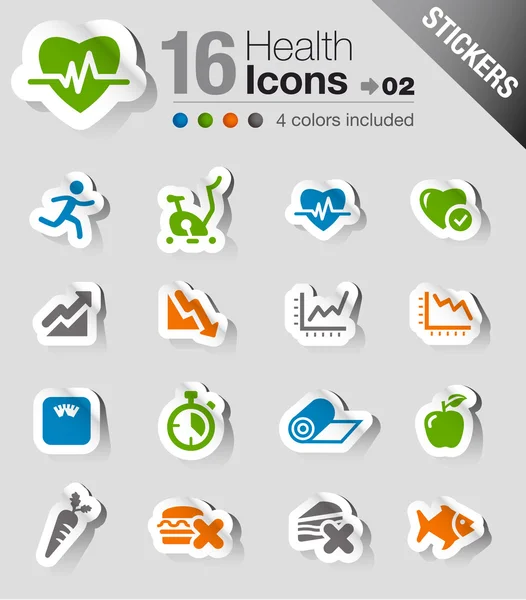 Stickers - Health and Fitness icons — Stock Vector