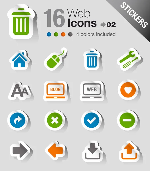 Stickers - website en internet pictogrammen — Stockvector