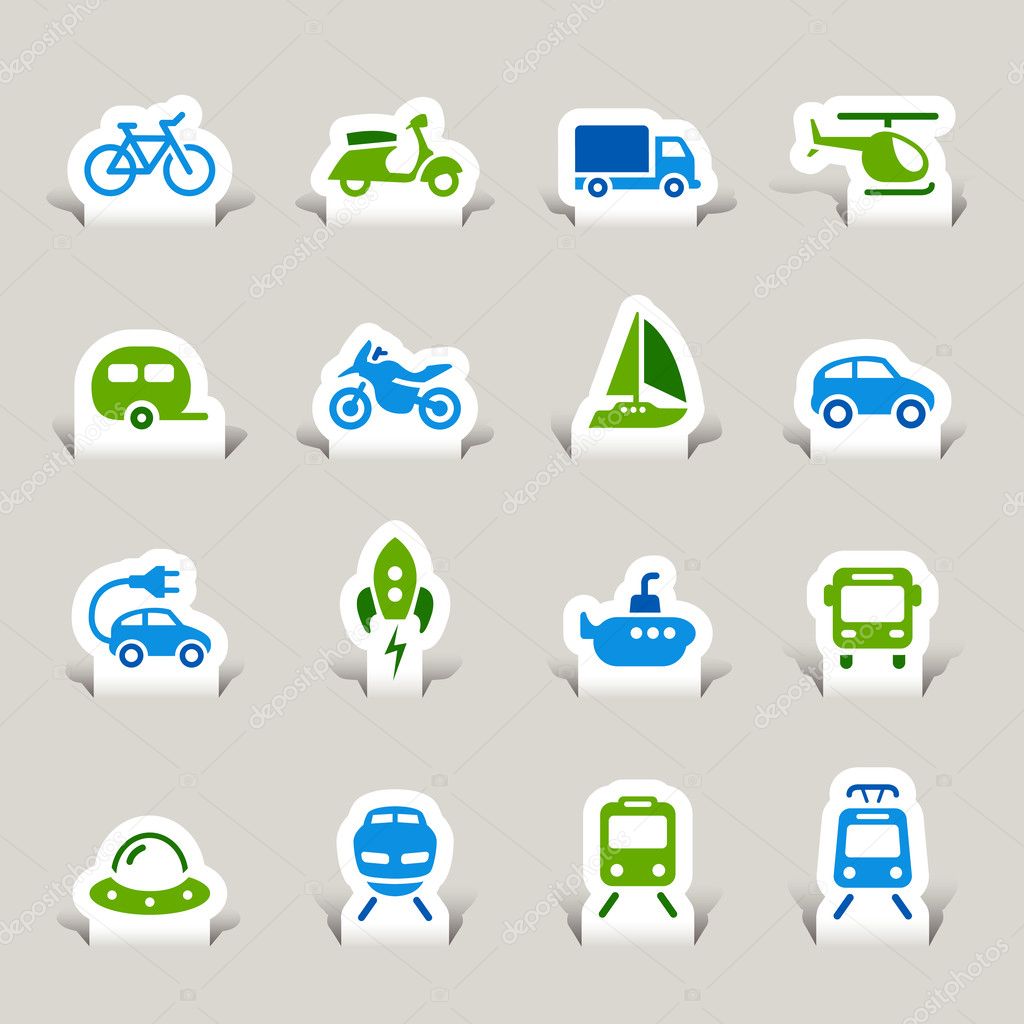Paper Cut - Transportation icons