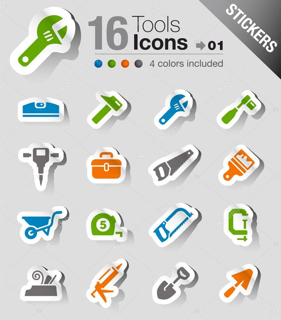 Stickers Tools and Construction icons Stock Vector Image by