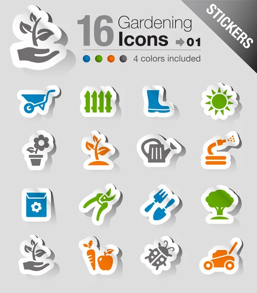 Stickers - Gardening icons — Stock Vector