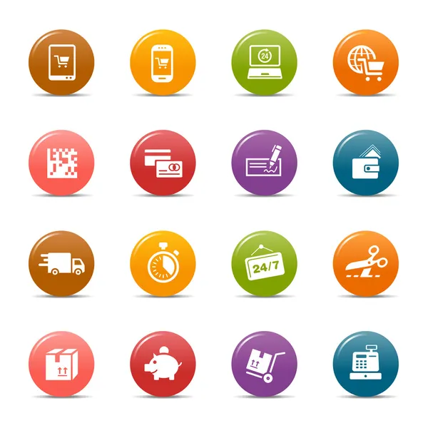 Puntos de colores - Iconos de compras — Vector de stock