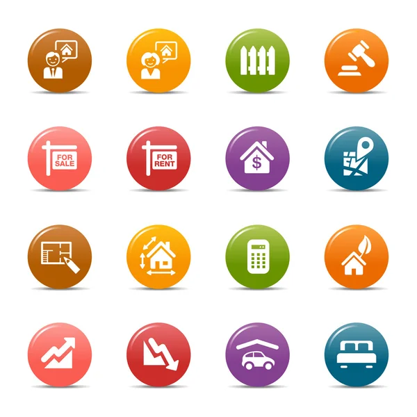Colored Dots - Real estate icons — Stock Vector