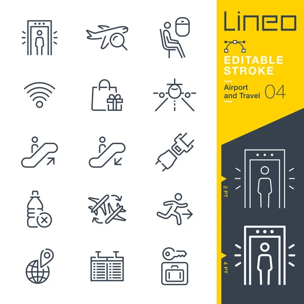 Lineo Editable Stroke Symbole Für Flughafen Und Reise — Stockvektor