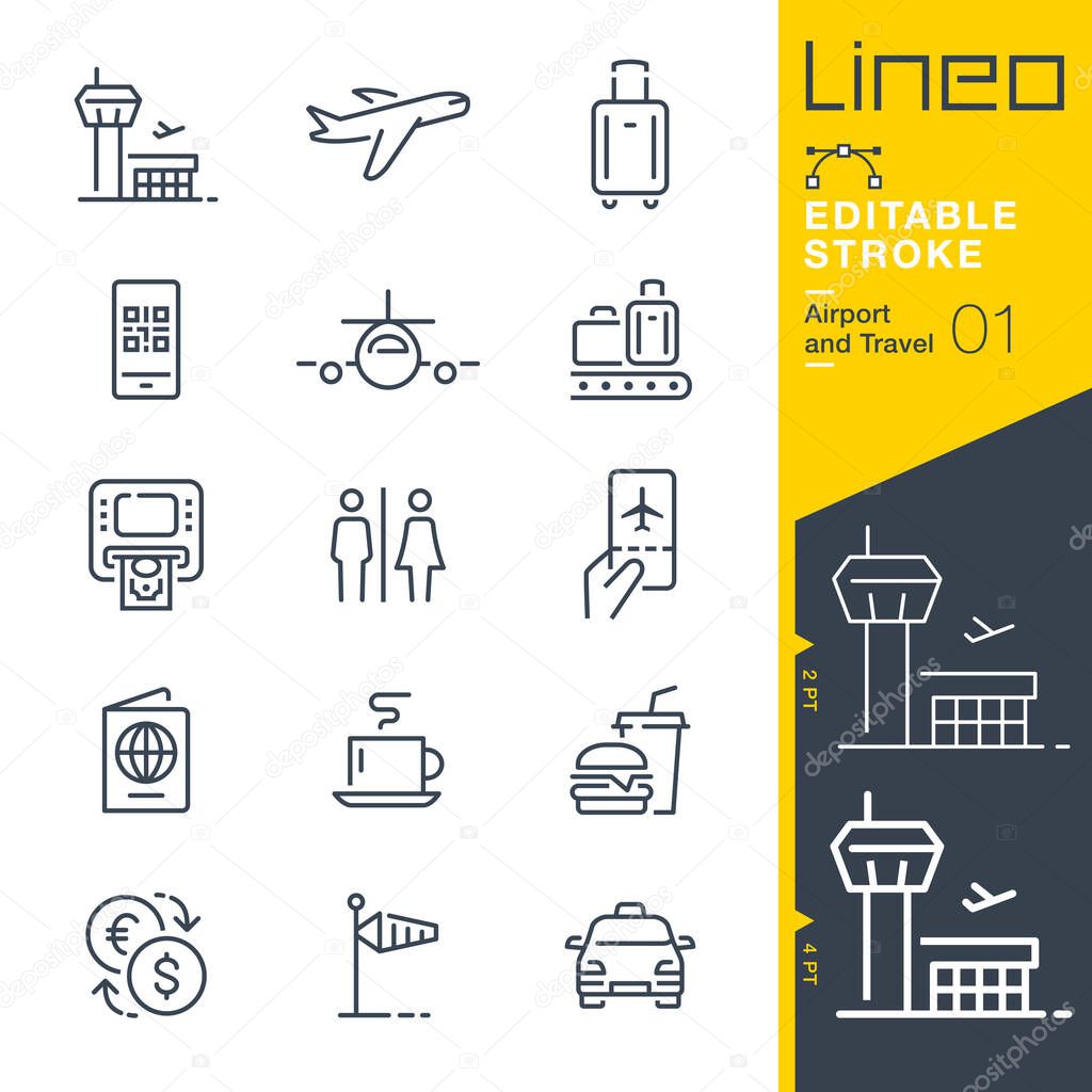 Lineo Editable Stroke - Airport and Travel outline icons