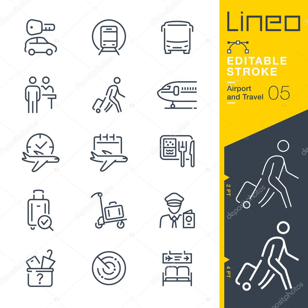 Lineo Editable Stroke - Airport and Travel outline icons