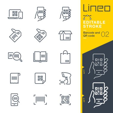 Lineo Düzenlenebilir Vuruş - Barkod ve QR kod satırı simgeleri