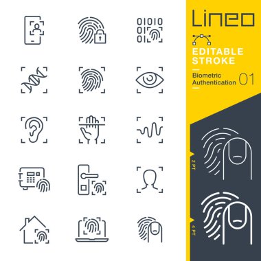Lineo Düzenlenebilir Darbe - Biyometrik Kimlik Doğrulama Çizgisi simgeleri