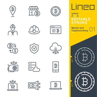 Lineo düzenlenebilir kontur - Bitcoin ve Cryptocurrency satır simgeler