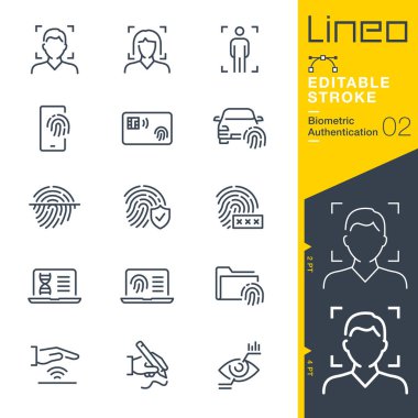 Lineo Düzenlenebilir Darbe - Biyometrik Kimlik Doğrulama Çizgisi simgeleri