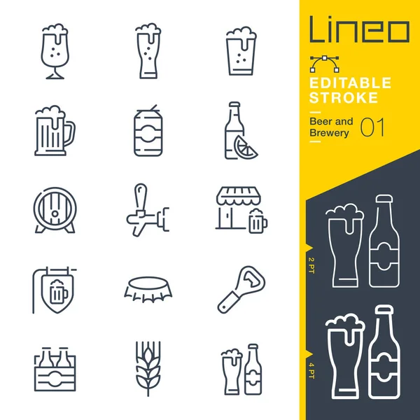 Lineo Curso Editável Ícones Linha Cerveja Cervejaria Vetores De Bancos De Imagens Sem Royalties