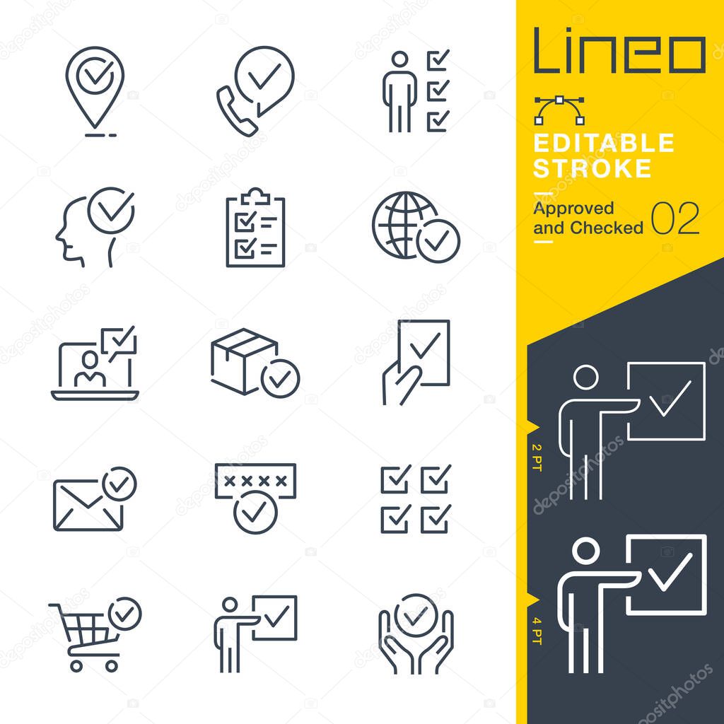 Lineo Editable Stroke - Approved and Checked outline icons
