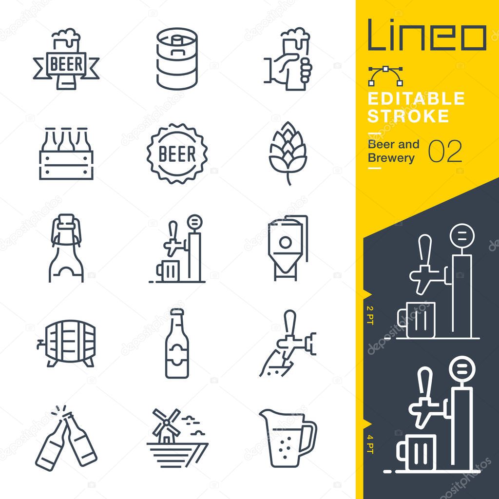 Lineo Editable Stroke - Beer and Brewery line icons