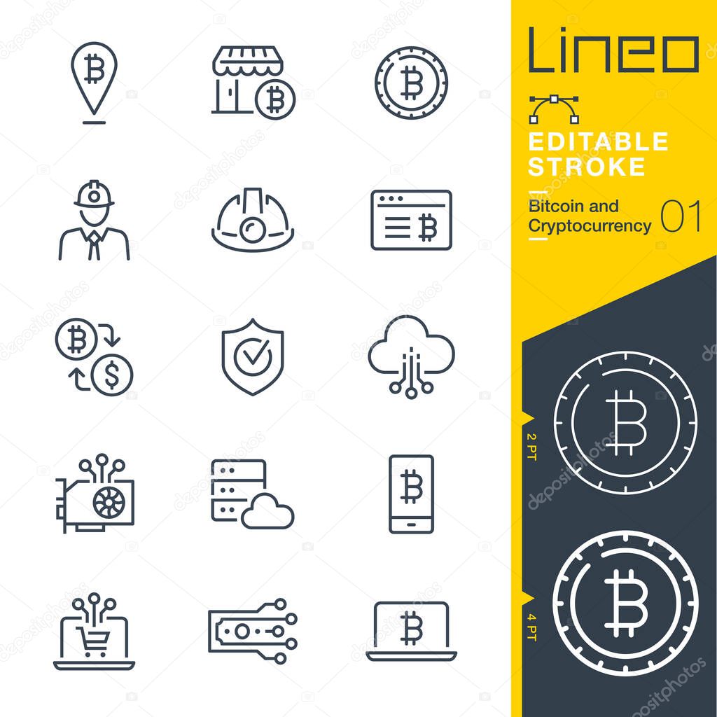 Lineo Editable Stroke - Bitcoin and Cryptocurrency line icons