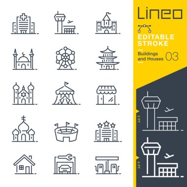 Lineo Düzenlenebilir Darbe - Binalar ve Evler çizgi simgeleri