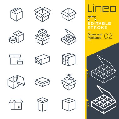 Lineo Düzenlenebilir Vuruş - Kutular ve Paketler satır simgeleri
