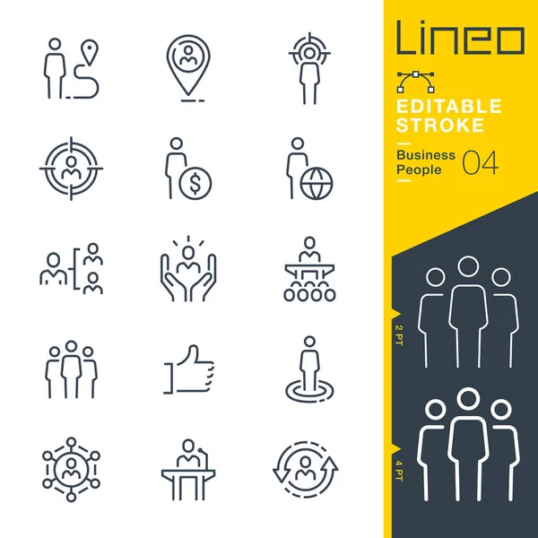 Lineo Editable Stroke Business People Line Icons — Stock Vector