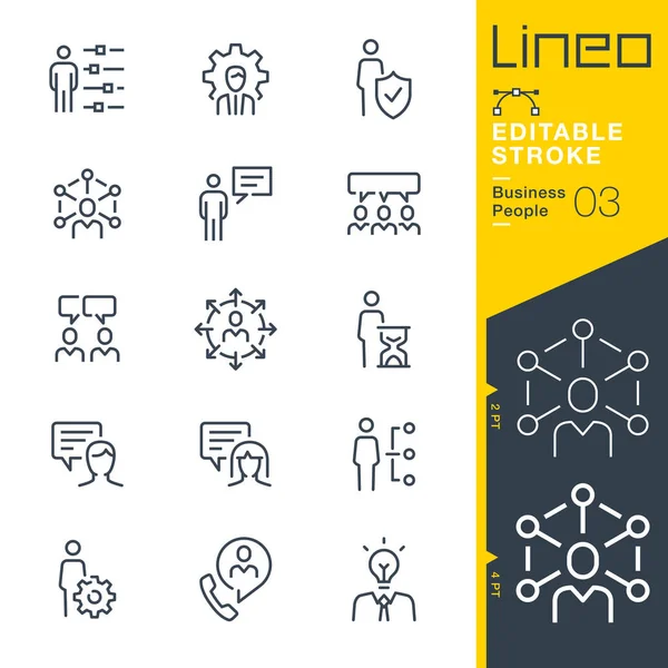 Lineo Editable Stroke Business People Línea Iconos — Archivo Imágenes Vectoriales