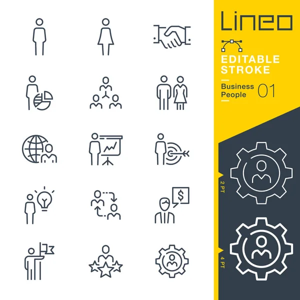 Lineo Editable Stroke Business People Línea Iconos — Archivo Imágenes Vectoriales