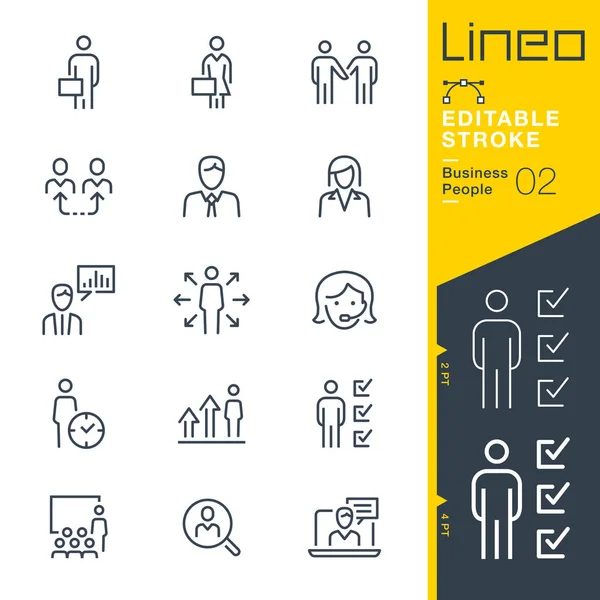 Lineo Editable Stroke Business People Línea Iconos — Archivo Imágenes Vectoriales