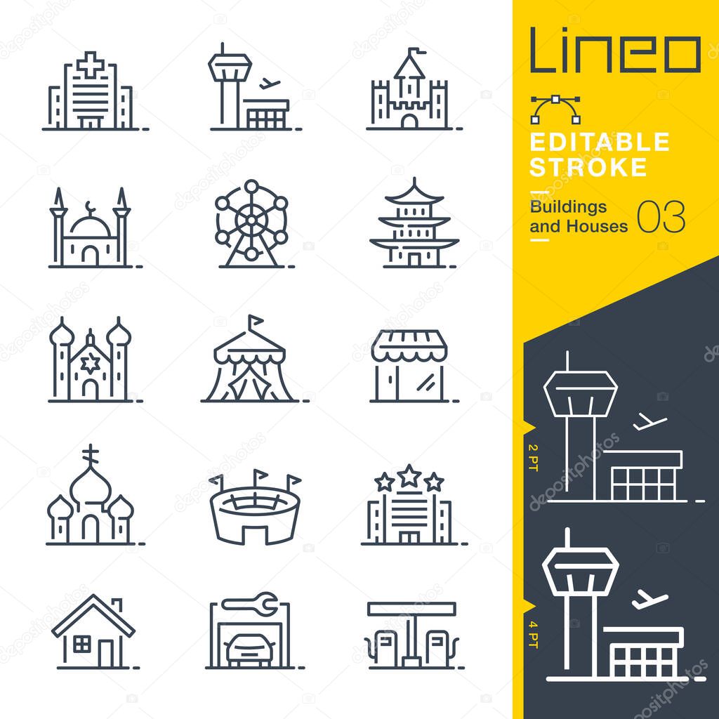 Lineo Editable Stroke - Buildings and Houses line icons