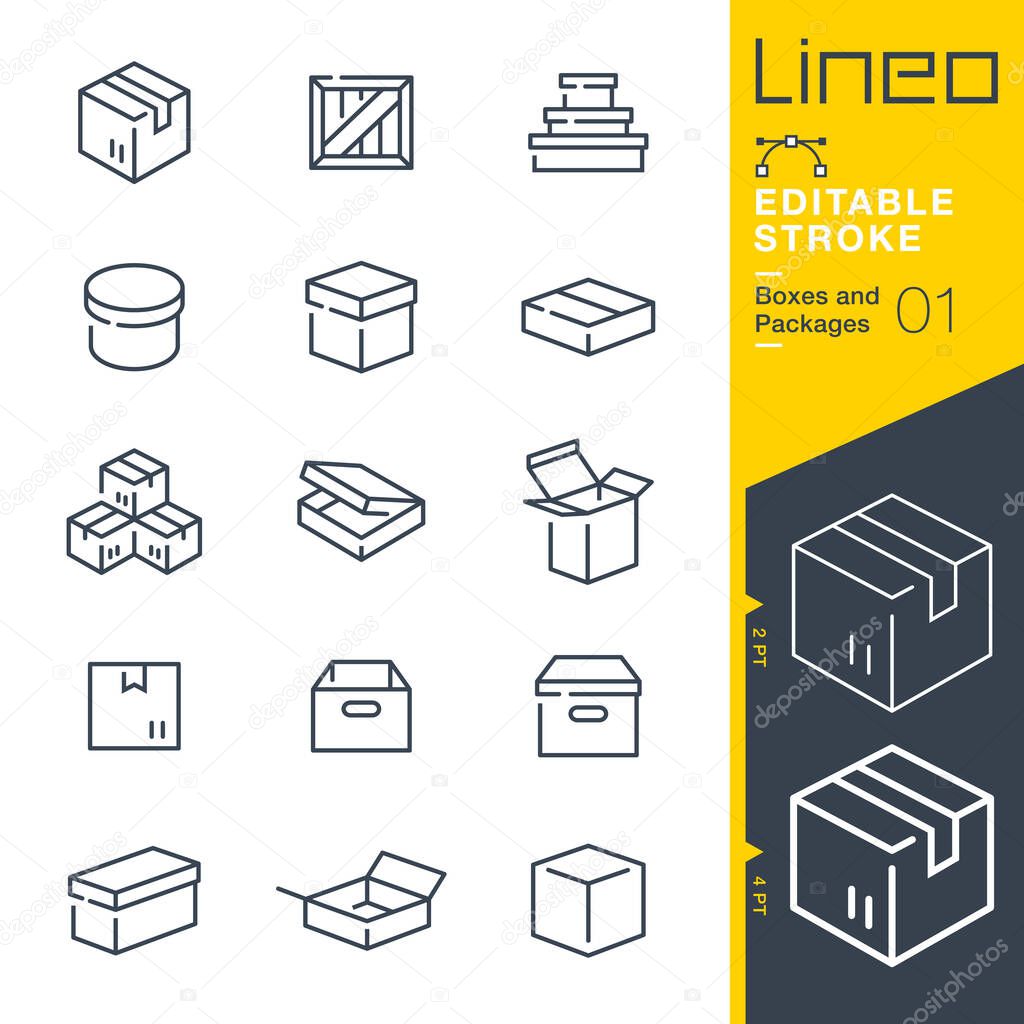 Lineo Editable Stroke - Boxes and Packages line icons