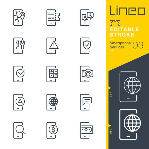 Lineo Editable Stroke Okostelefon Szolgáltatások Vonal Ikonok — Stock Vector