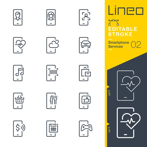 Lineo可编辑中风 智能手机服务线图标 — 图库矢量图片