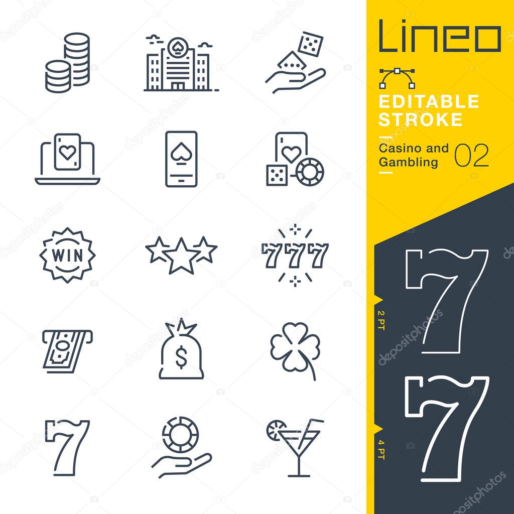 Lineo Editable Stroke - Casino and Gambling line icons