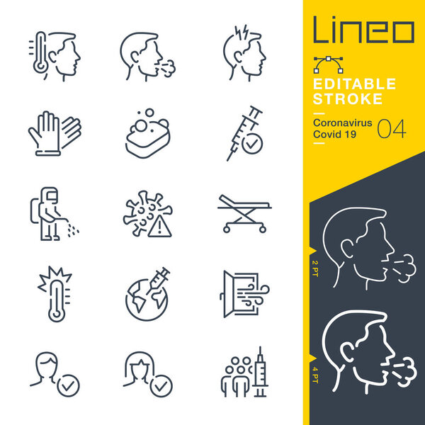 Lineo Editable Stroke - Coronavirus Covid 19 line icons
